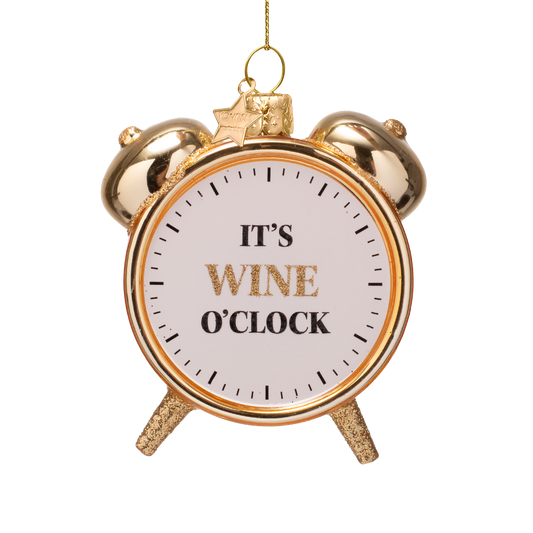 Ornament glass shiny gold wine o'clock alarm H9cm
