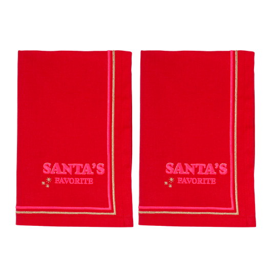 Embroidered napkins santa's favorite red 45cm 2pcs w/box