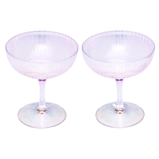 Champagne coupe glass 2 pack ripple luster transparent#