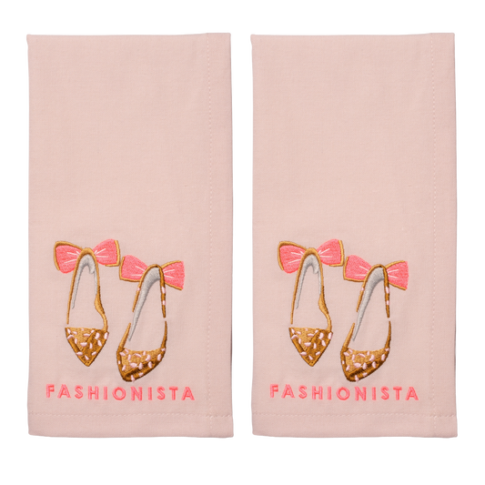 Embroidered napkins FASHIONISTA soft pink 45cm Pack of 2#
