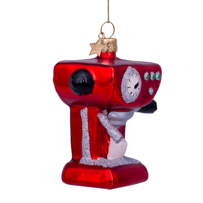 Ornament glass red coffee machine H9cm