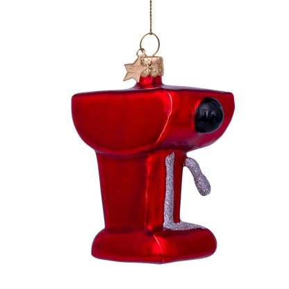 Ornament glass red coffee machine H9cm