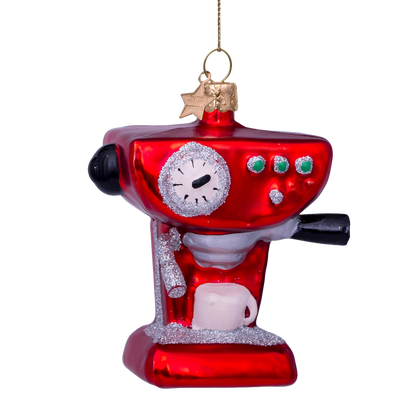 Ornament glass red coffee machine H9cm