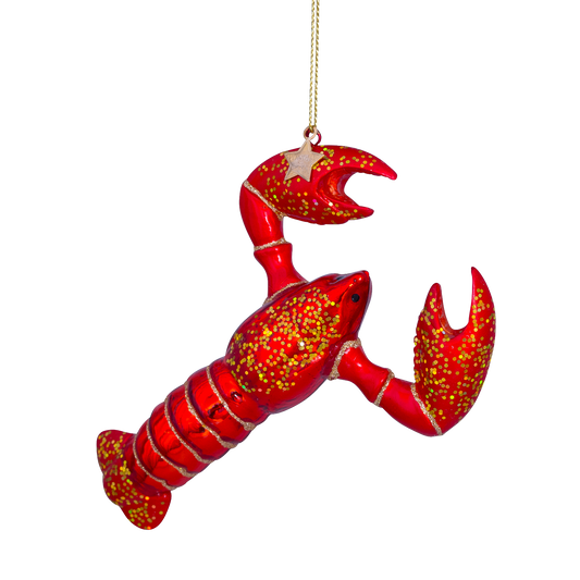 Ornament glass red lobster H13.5cm