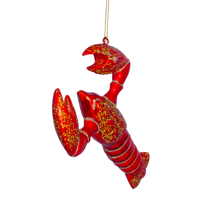 Ornament glass red lobster H13.5cm