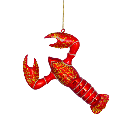 Ornament glass red lobster H13.5cm