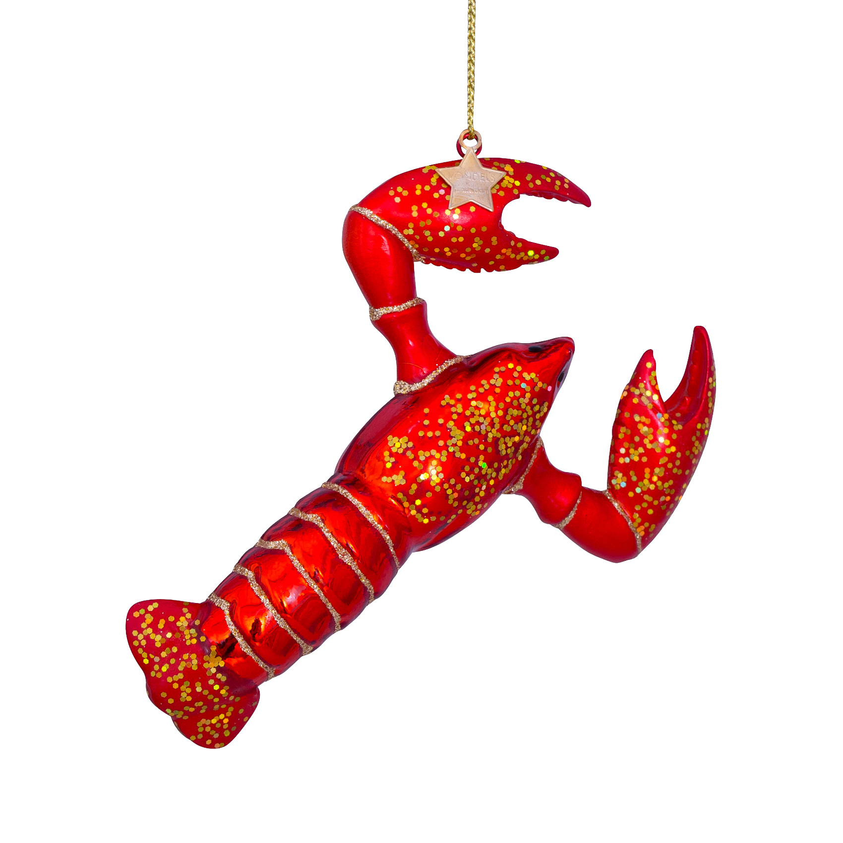 Ornament glass red lobster H13.5cm