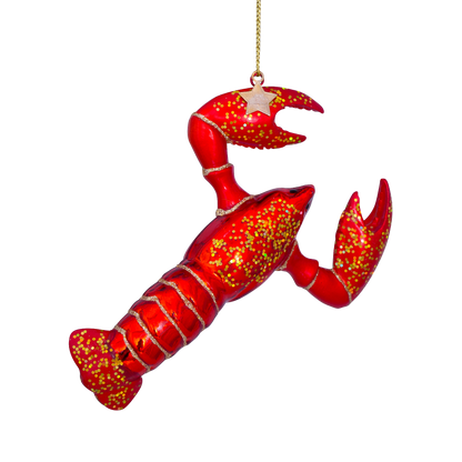 Ornament glass red lobster H13.5cm