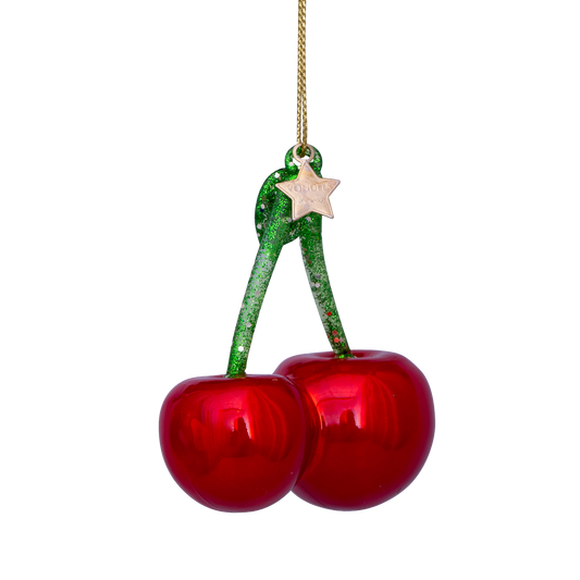 Ornament glass red pearl cherry H8cm