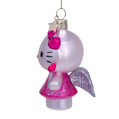 Hello Kitty-Glasfigur mit Zauberstab, 9 cm hoch, mit Box