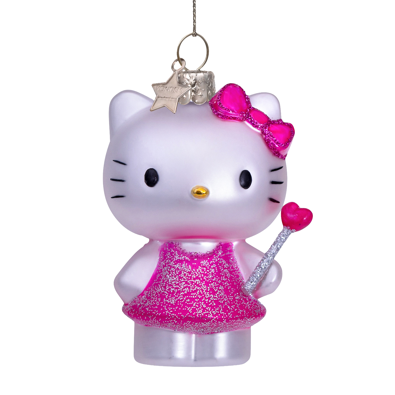 Hello Kitty-Glasfigur mit Zauberstab, 9 cm hoch, mit Box