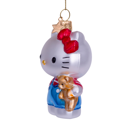 Ornament glass Hello Kitty blue w/bear H9cm w/box