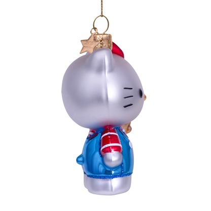 Ornament glass Hello Kitty blue w/bear H9cm w/box
