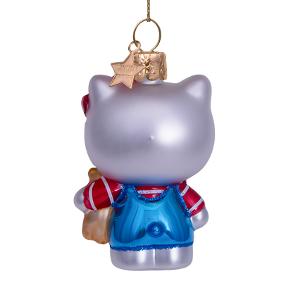 Ornament glass Hello Kitty blue w/bear H9cm w/box