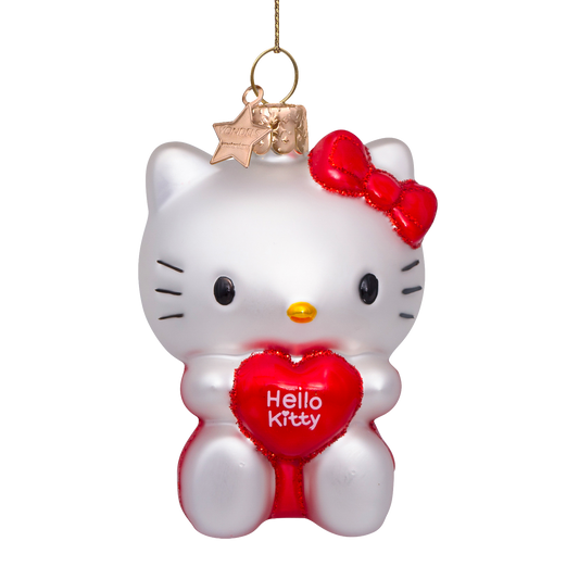Ornament glass Hello Kitty w/heart H8cm w/box