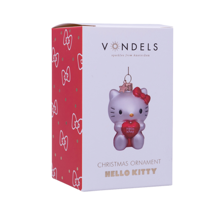 Ornament glass Hello Kitty w/heart H8cm w/box