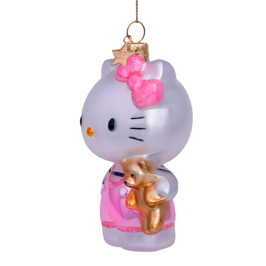 Ornament glass Hello Kitty pink w/bear H9cm w/box