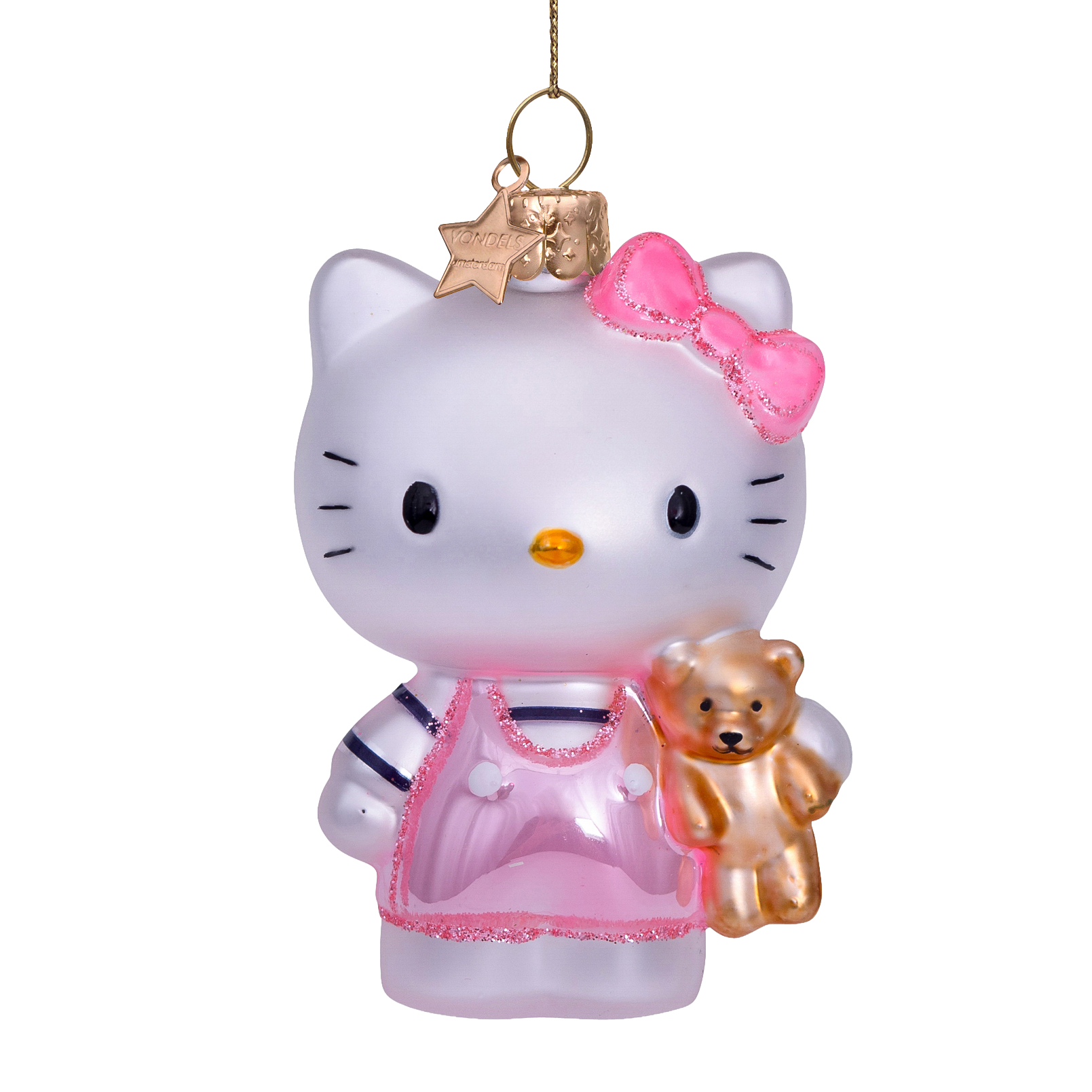 Ornament glass Hello Kitty pink w/bear H9cm w/box