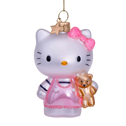 Ornament glass Hello Kitty pink w/bear H9cm w/box