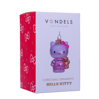 Ornament glass Hello Kitty pink w/bear H9cm w/box