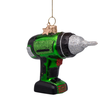 Ornament glass green drill machine H8cm