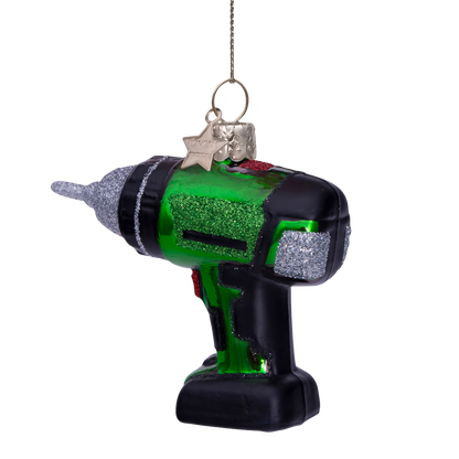 Ornament glass green drill machine H8cm