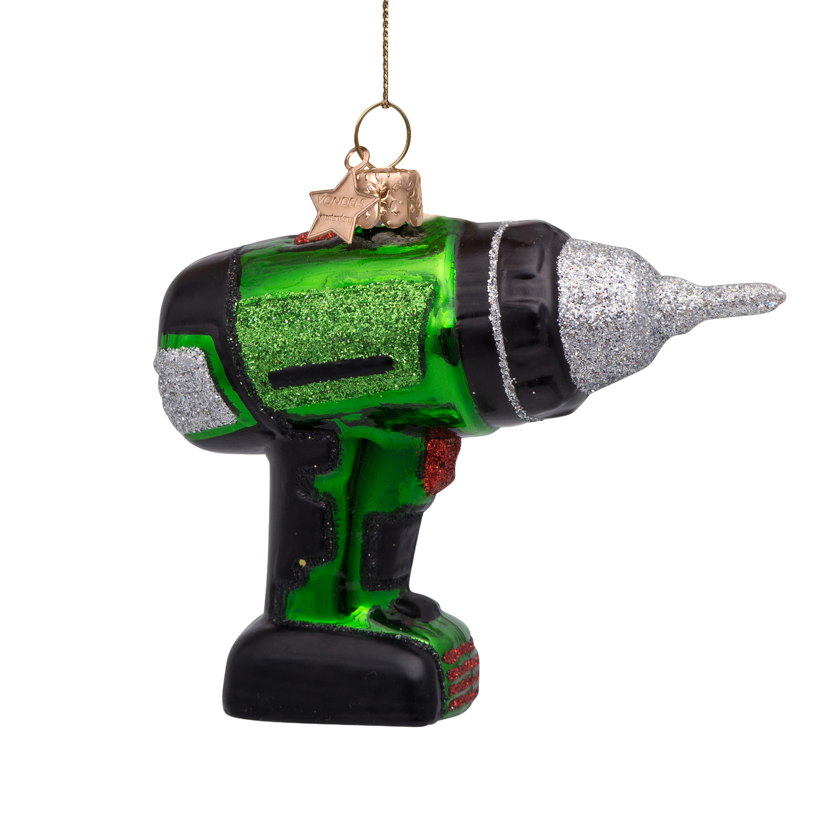 Ornament glass green drill machine H8cm