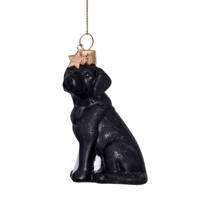 Ornament glass black matt labrador H8.5cm#