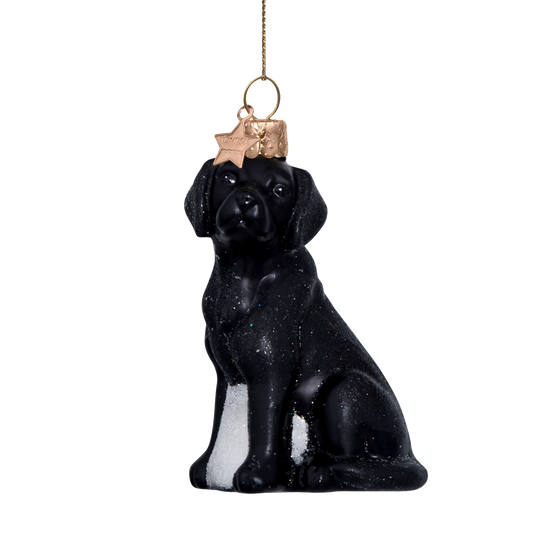 Ornament glass black matt labrador H8.5cm#