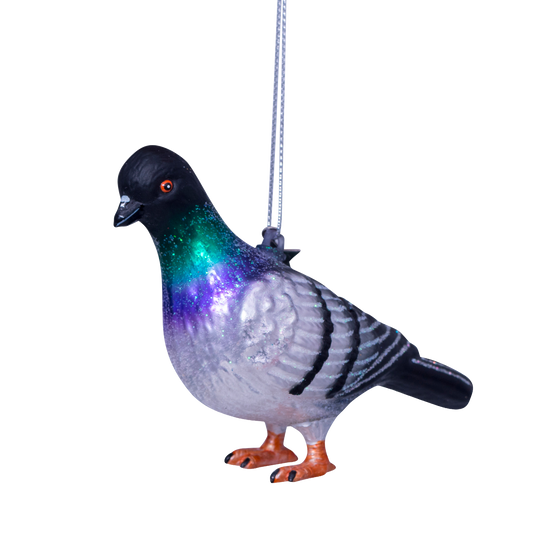 Ornament glass multicolor pigeon H8cm
