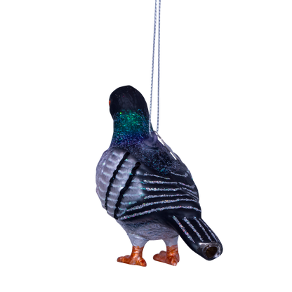 Ornament glass multicolor pigeon H8cm