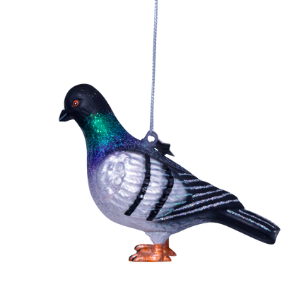 Ornament glass multicolor pigeon H8cm