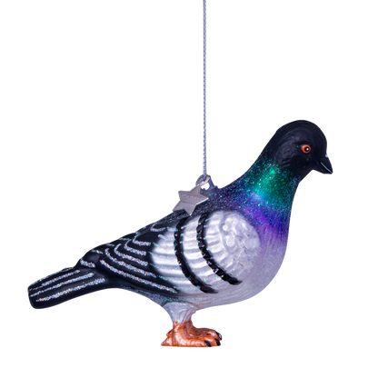 Ornament glass multicolor pigeon H8cm