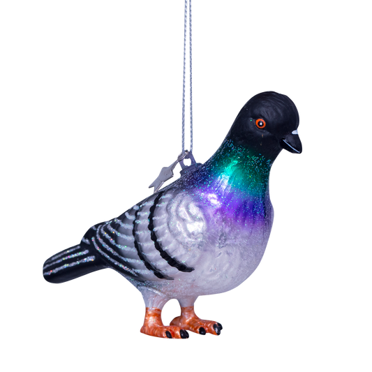 Ornament glass multicolor pigeon H8cm