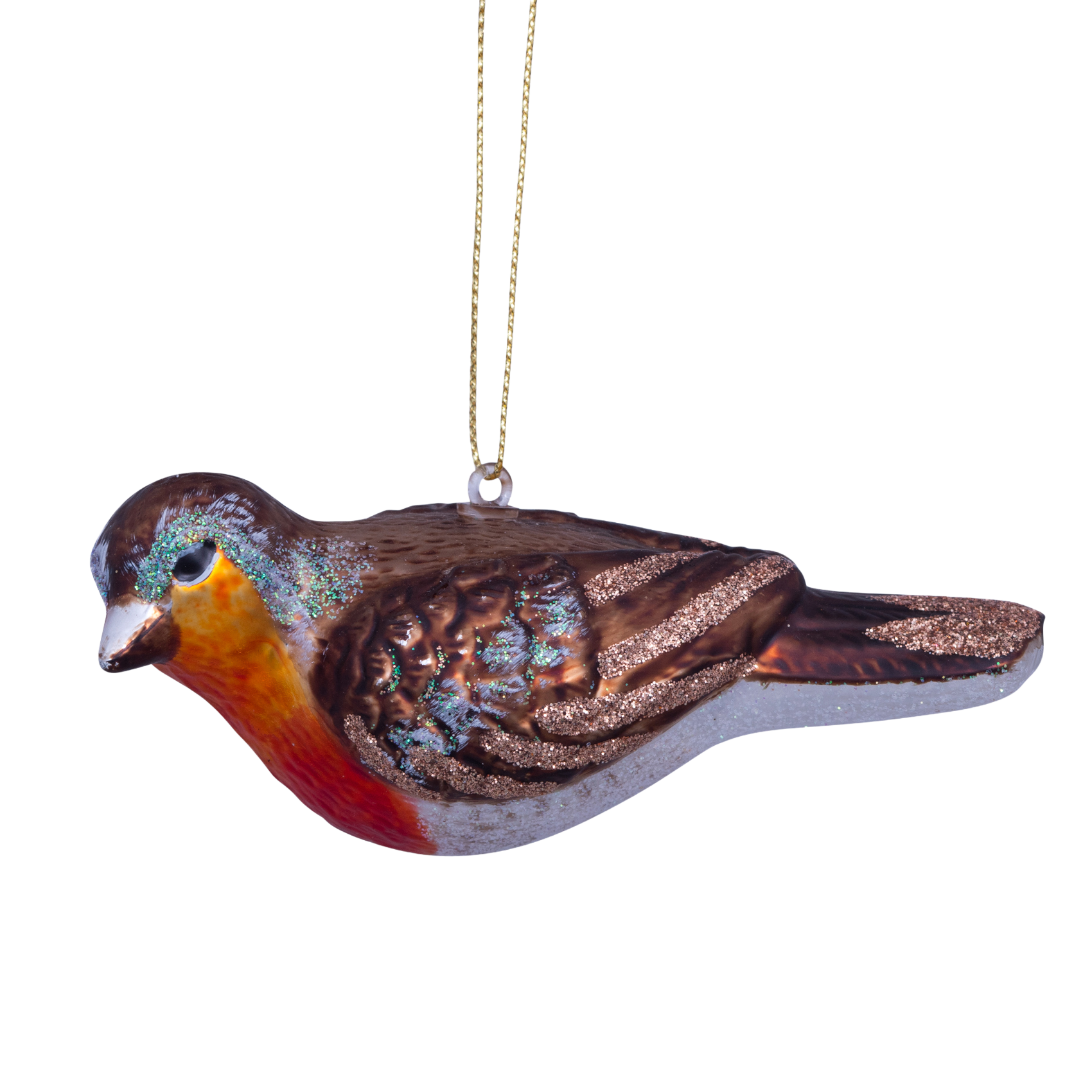 Ornament glass robin bird H5.5cm
