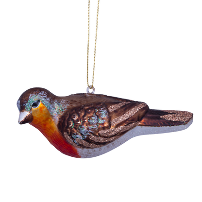 Ornament glass robin bird H5.5cm