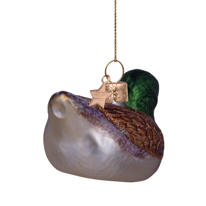 Ornament-Ente aus Glas, braun/grün, Höhe 5,5 cm