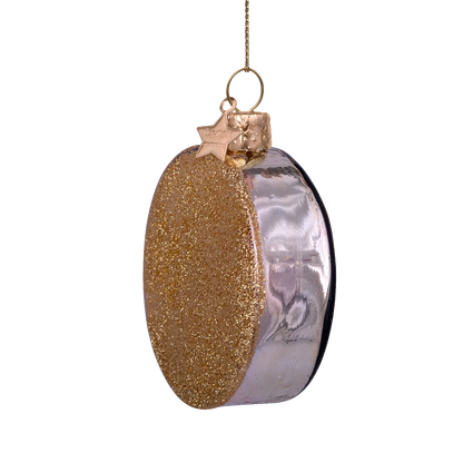 Ornament glass caviar tin can H6.5cm