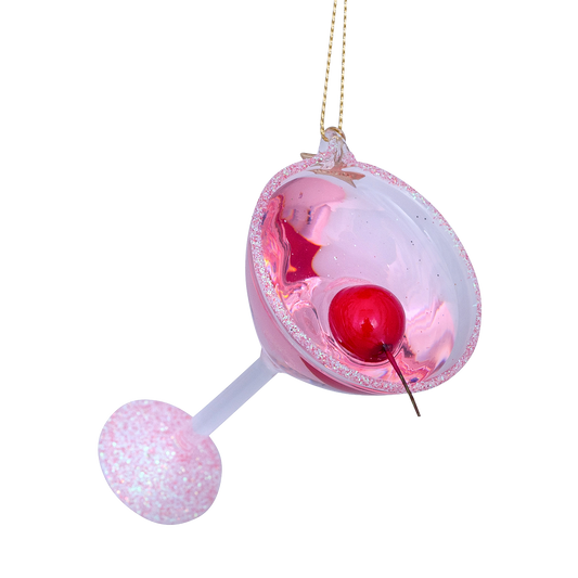 Ornament glass pink cosmopolitan cocktail H9.5cm