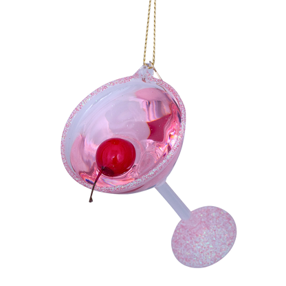 Ornament glass pink cosmopolitan cocktail H9.5cm
