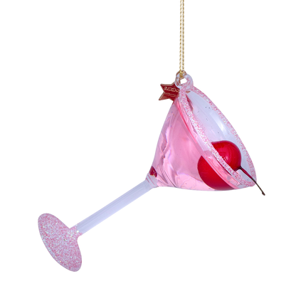 Ornament glass pink cosmopolitan cocktail H9.5cm