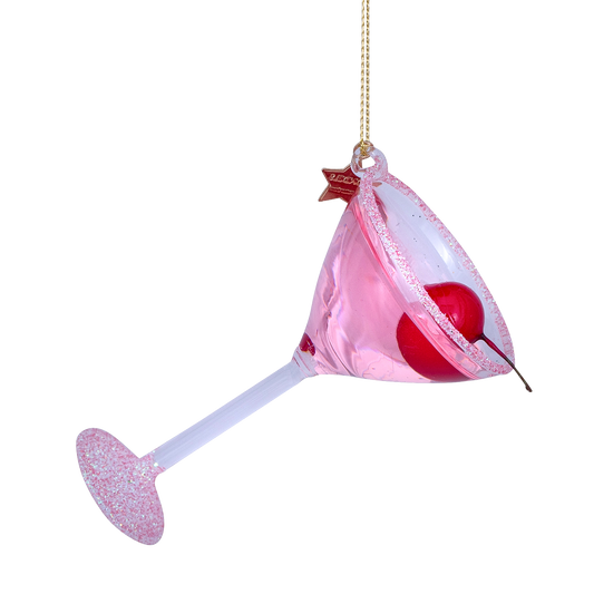 Ornament glass pink cosmopolitan cocktail H9.5cm