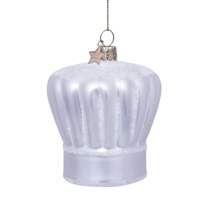 Dekorative Kochmütze aus Glas und Silber, H7cm