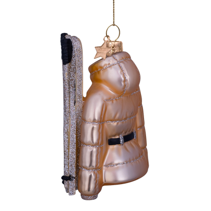 Ornament glass gold ski jacket H10.5cm