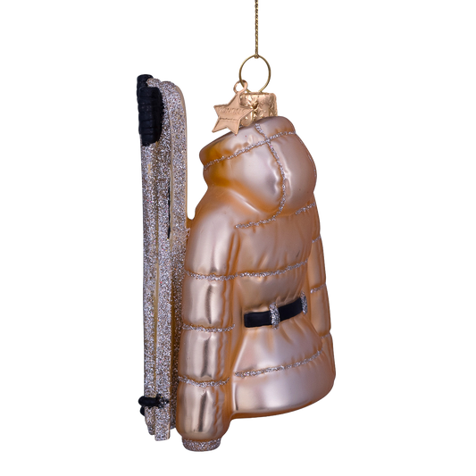 Ornament glass gold ski jacket H10.5cm