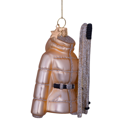 Ornament glass gold ski jacket H10.5cm