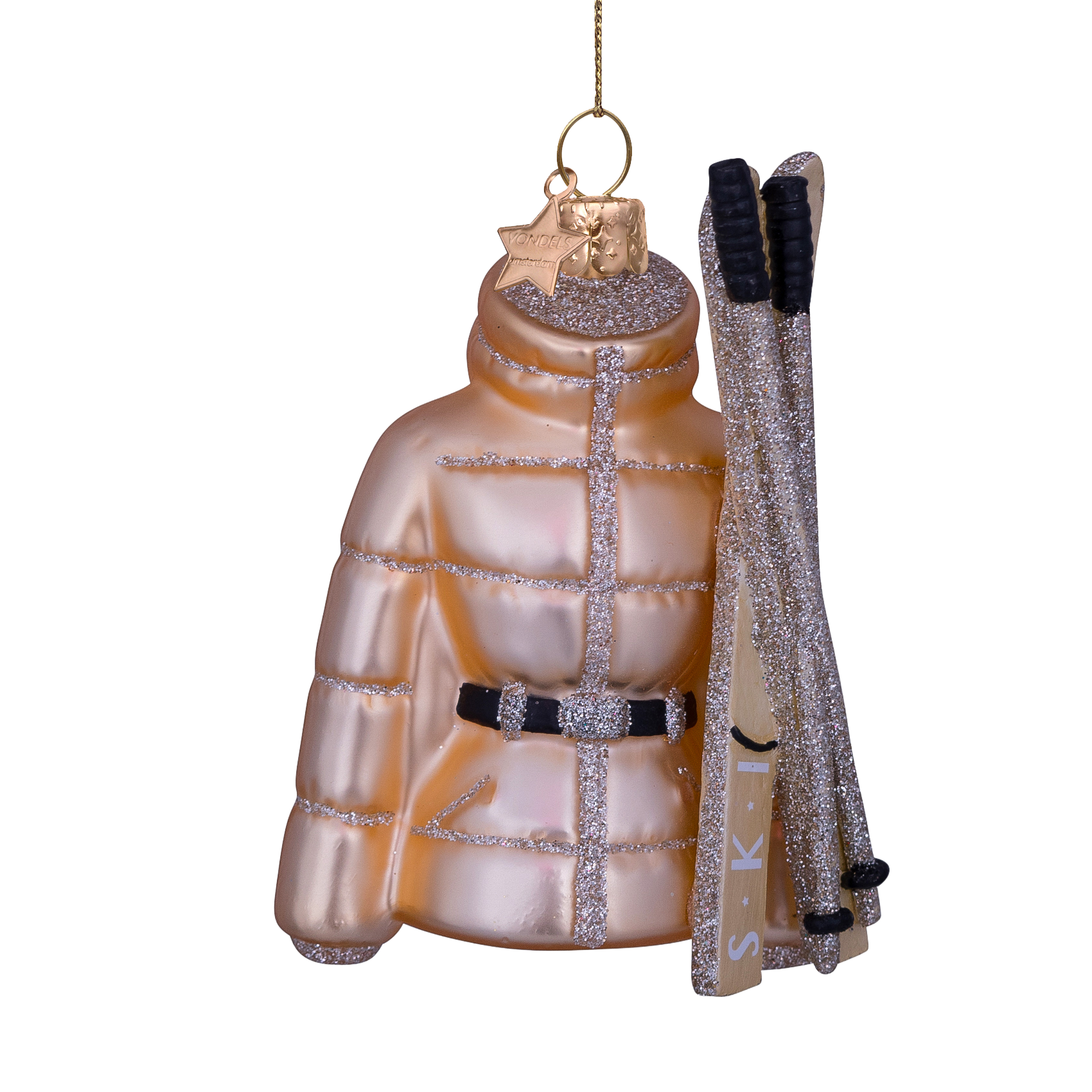 Ornament glass gold ski jacket H10.5cm