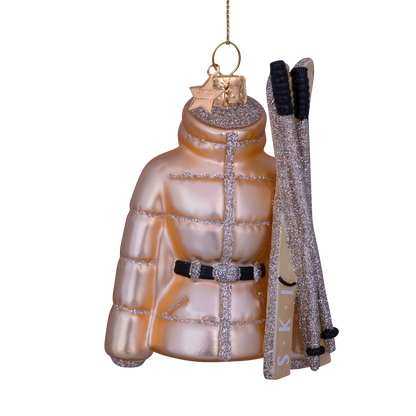 Ornament glass gold ski jacket H10.5cm