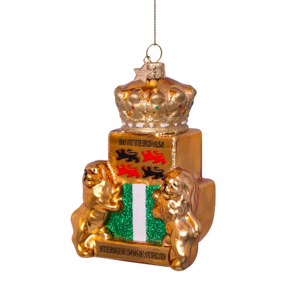 Ornament glass gold shield of Rotterdam H10cm