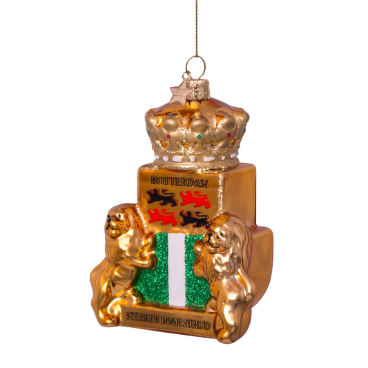 Ornamentales goldenes Wappen aus Glas, Rotterdam, Höhe 9 cm